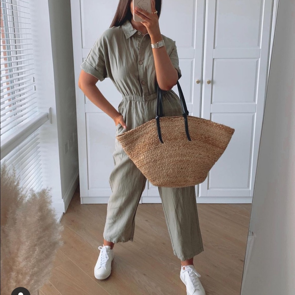 ZARA LINEN BLEND LONG JUMPSUIT